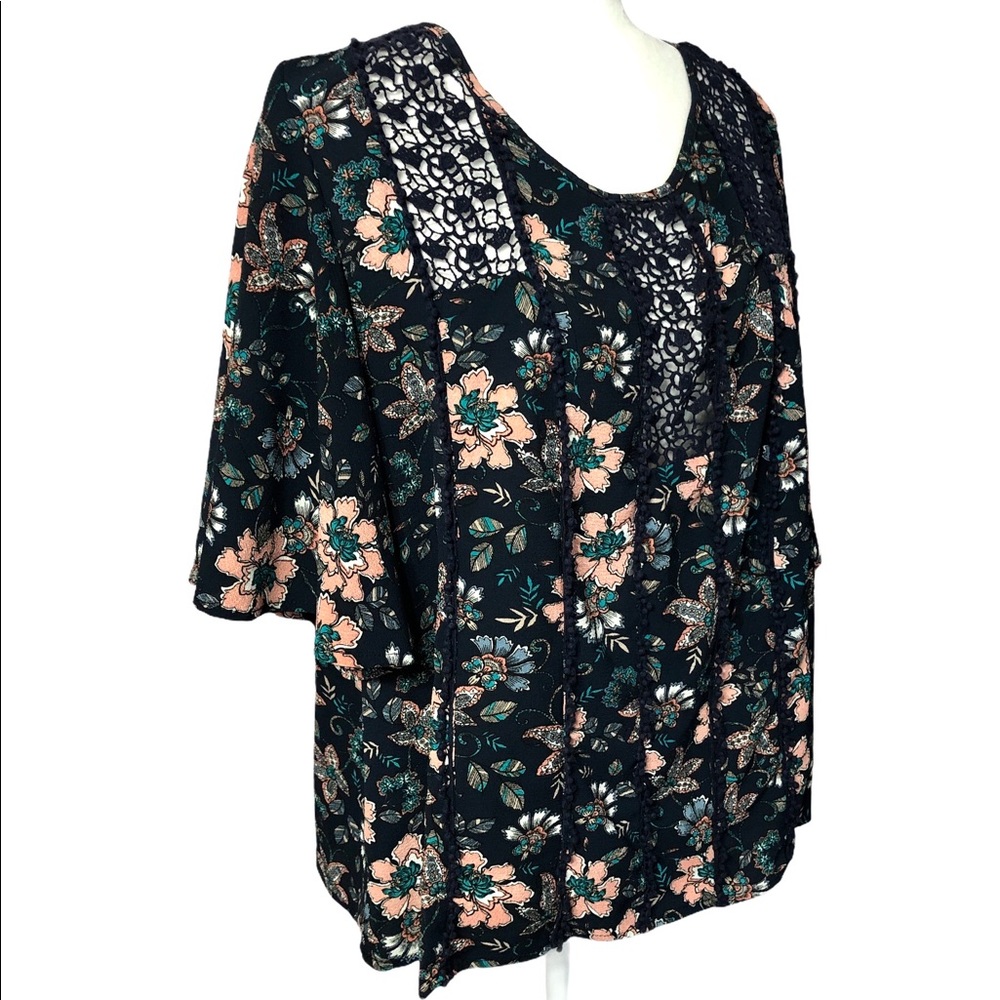Knox Rose Blouse Top Floral Butterfly Sleeve Multicolor Size M - Picture 5 of 9
